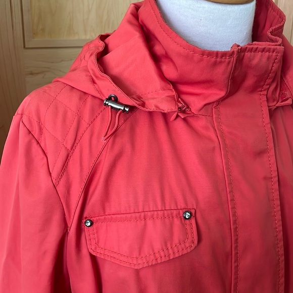 Laundry By Shelli Segal Orange Trench Rain Windbreaker, Size XL - Picture 8 of 15